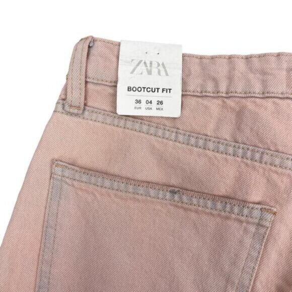 Zara Mid Rise Bootcut Jean Size 4 Pink Blue - Picture 8 of 11